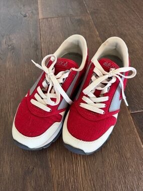 Brooks Red and White Youth Athletic Sneakers